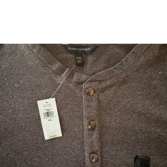Banana Republic Men's Long Sleeve Henley Shirt Size XXL Heathered Gray - Picture 4 of 8